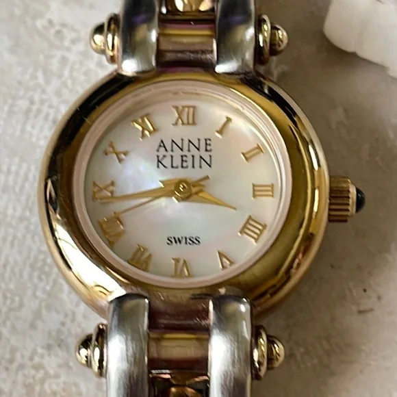Anne Klein lady battery bracelet band mother of pearl face w/stone gold tone Anne Klein | Accessories | Anne Klein Swiss Lady Battery  main image 3